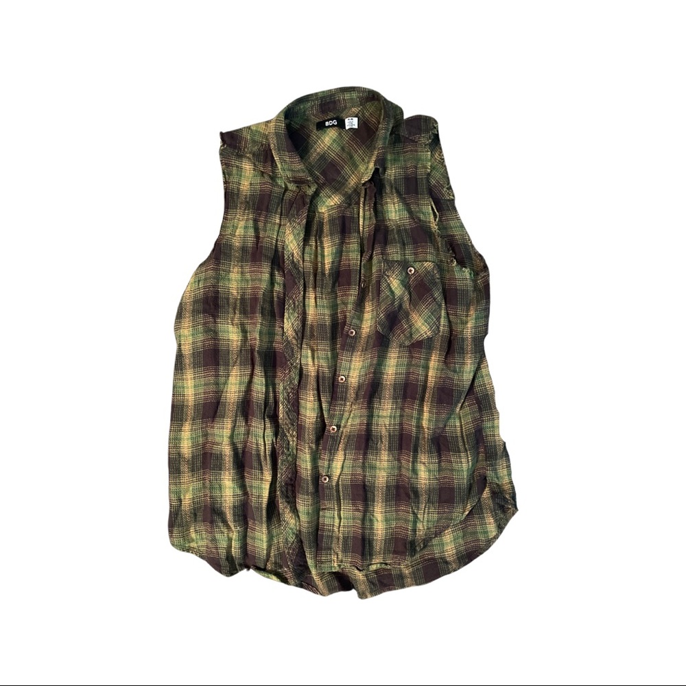 BDG cutoff plaid shirt - Med